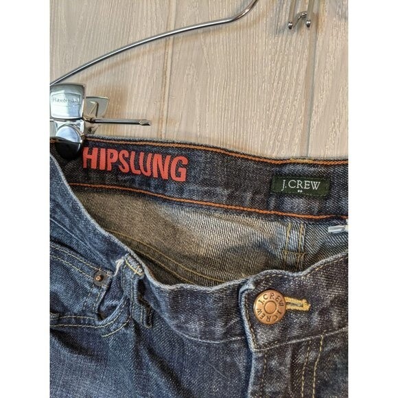 J.Crew Hipslung high low raw hem dark wash low rise jeans sz 28 - Picture 8 of 10